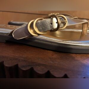 rag &bone Gold Sandals with Buckle Detail